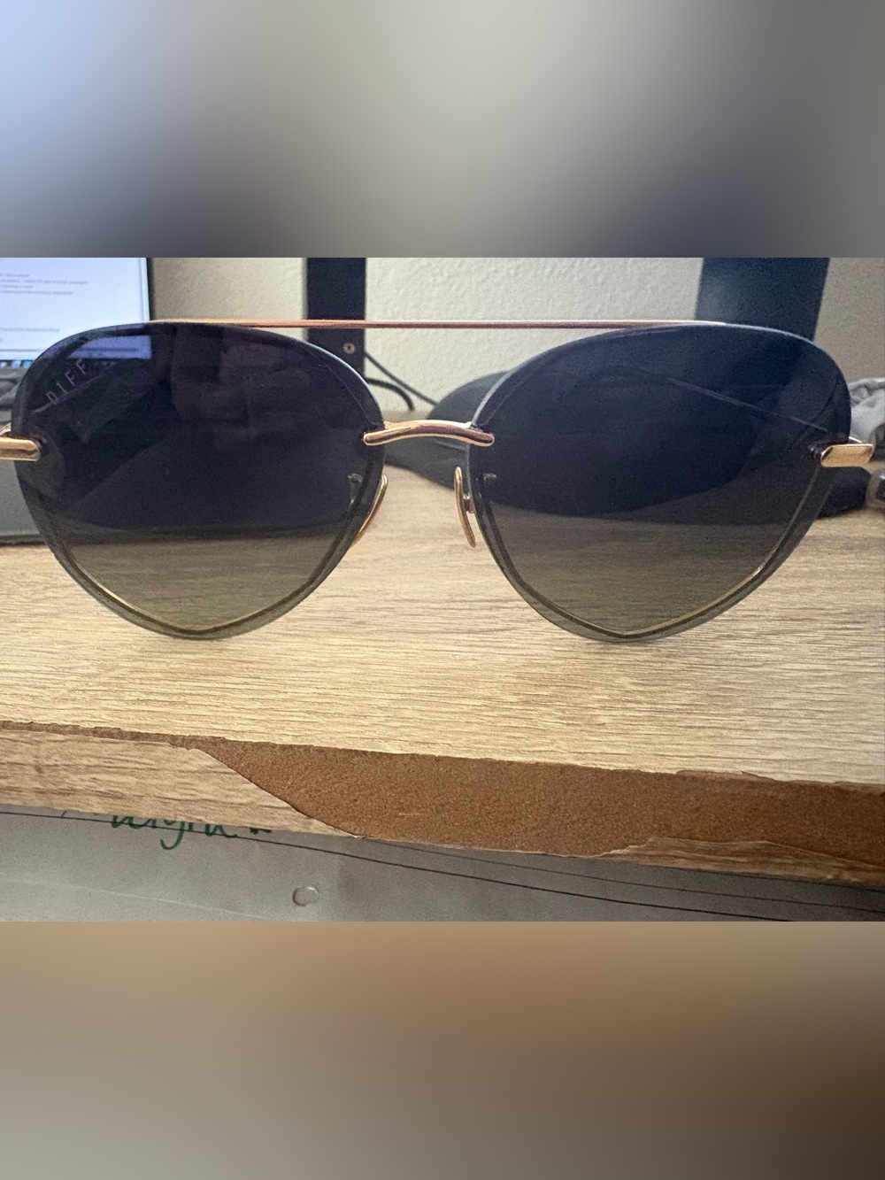 Women’s DIFF Black Gradient Lens Sunglasses with Gold Frame